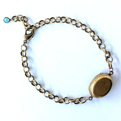 ​Vtg Czech Vitrail Rhinestone Adjustable Length Bracelet Antique Brass Chain