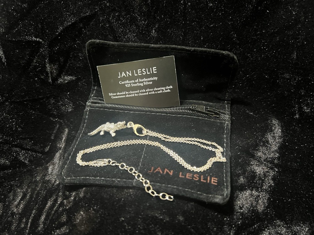 Jan Leslie Caimen Alligator Necklace Silver 925 Unique, Detailed, And Beautiful
