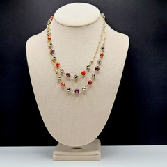 Colorful Burgundy and Plum Pearl with Crystal Beaded Long Station Necklace 36 in