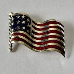 Vintage Sterling Silver .925 American Patriotic Flag Pin USA
