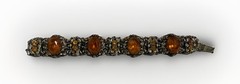 Vintage Jewelry Selro Selini ? Gold Tone Faux Topaz Pearl Bracelet 7.25 unmarked