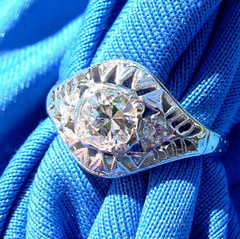 Original EARTH MINED DIAMOND Deco PLATINUM Engagement Ring VINTAGE Solitaire S 5
