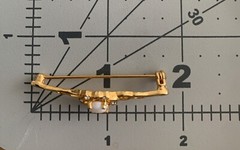 1 3/4” Vintage Bar Brooch Pin Faux Pearl White Stone Gold Tone