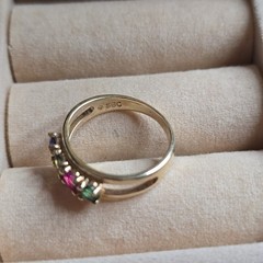 Vintage MOTHERS Ring Sample RUBY , SAPPHIRE, EMERALD & PERIDOT stones Size 6