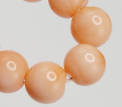 Genuine Pink Peach Blush Coral Bead 6mm Necklace Alloy Clasp Tested 25 inch