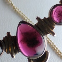 Vintage Sterling Silver Purple Rhodolite Grape Garnet Cabochon Necklace 18″ Bali