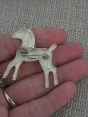 Vintage Sterling Lang Silver Horse Brooch Pin mid-century 925 sterling silver