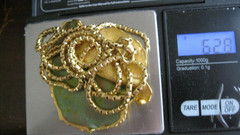 Vintage Artisan Made Modernist Pendant/ Pin On Gold Long Chain 32″ /62gr
