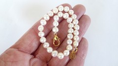 14K GE JCLIND White Pearl Bracelet 8″ long Womens 6mm Pearls Very Good Condition