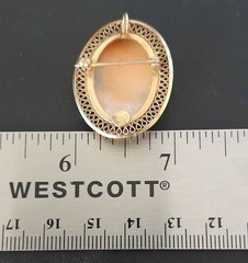 Vintage Winar 12K Gold Clad Hand Carved Shell Cameo Filigree Brooch Pendant Pin