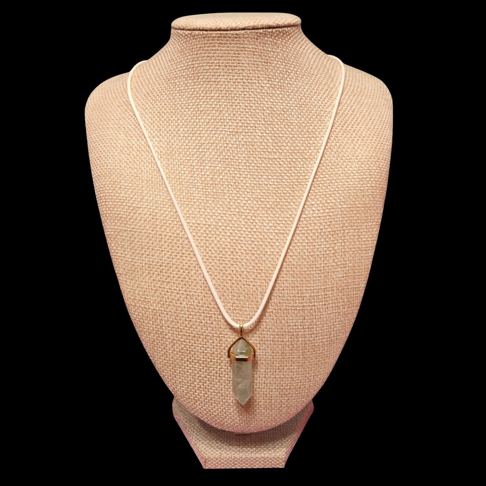 VTG Hexagonal Crystal Gemstone Point Pendant Minimalist Everyday Necklace 19.5″
