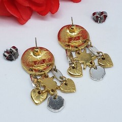 Vintage LADY REMINGTON Gold & Silver Tone Drop EARRINGS Dangle Hearts