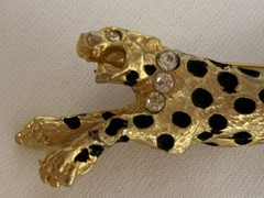 Running Gold tone and Black Cheetah Brooch Statement Piece