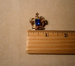 Vtg Crown Scatter Pins Clear Crystals & Blue Pink Rhinestones Lot of 2 Different