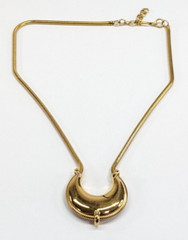 Vintage Monet Crescent Moon Pendant Slide Gold Tone Rope Chain Necklace 20″ Long