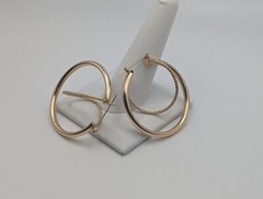 Large 14k Gold Twisted Hoop Earrings. 3″ Intertwined Twisted Double Wire Hoop Ea