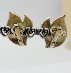 Crown Trifari Clip Earrings Brushed Gold Swirl Flame Vintage 1 in
