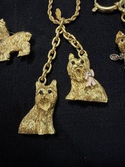 Vintage RARE Signed JOAN RIVERS Yorkie Dog Necklace, Bracelet, and Brooch Set