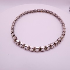 Antique Art Deco Rivere Choker Necklace Sterling Silver Signed H&H Womens
