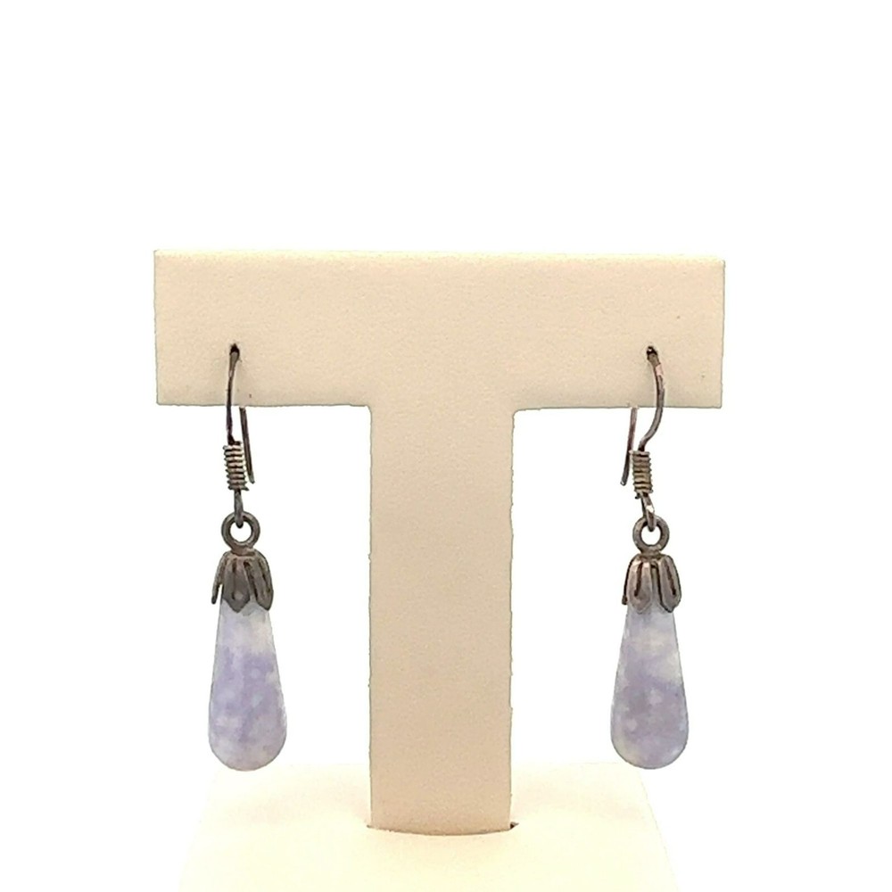 VTG Estate Sterling Silver & Charoite Pierced Hook Dangle Earrings! 195