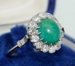 Antique Platinum Turquoise Diamond Halo Ring
