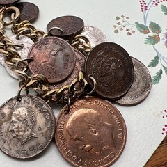 Vtg Sighed Germany 1950’s 15 Coin Bracelet Coins Charm Dangle Coins From 1920