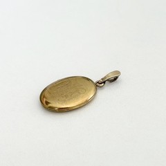 Antique Gold Filled Locket Monogram Etched Puffy Oval Pendant