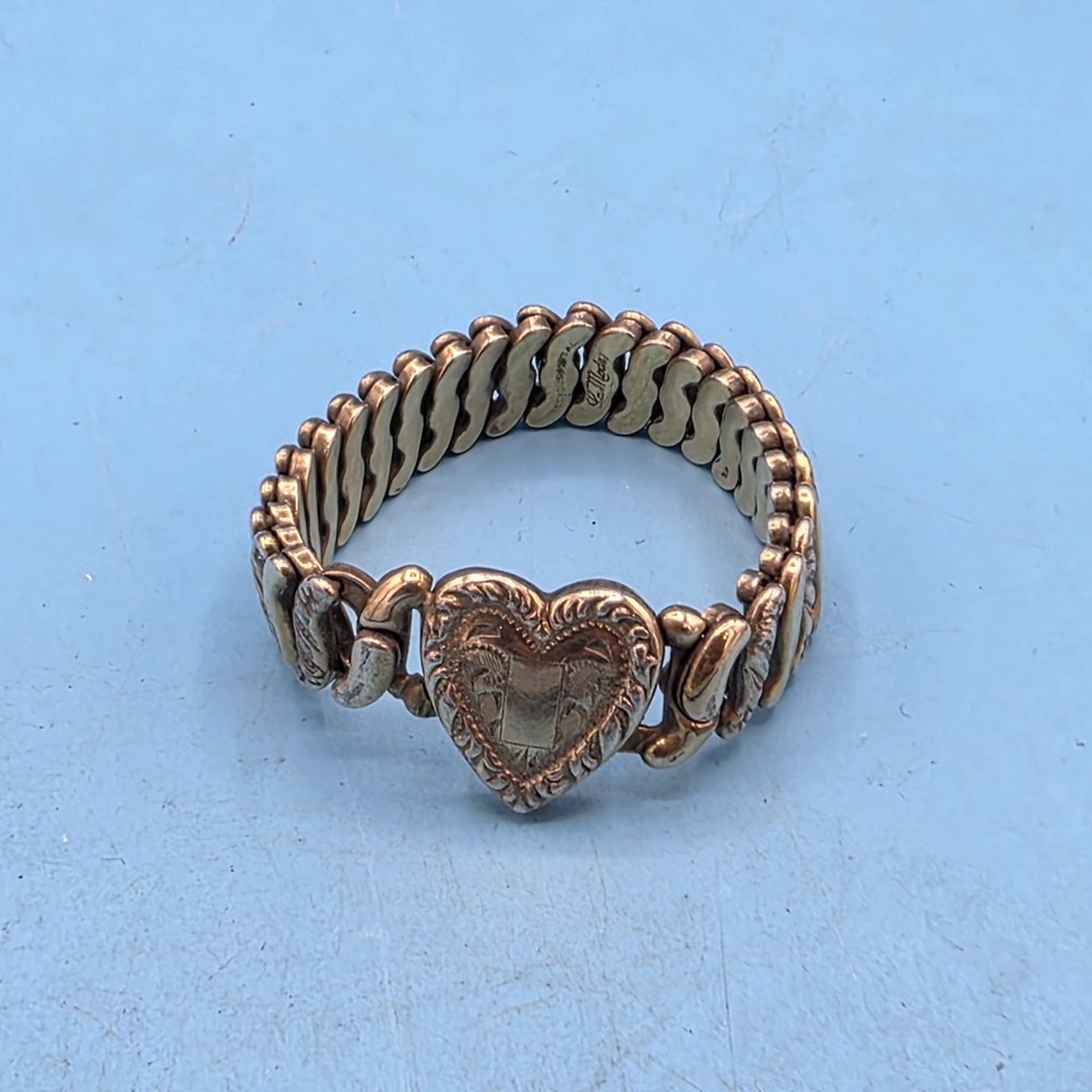 VTG LaMode Sweetheart Heart Expansion Bracelet Precious Metal Gold Filled 1940’s