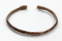 Vintage Copper & Brass Twisted Snake Head Cuff Bracelet 1/8″ Wide