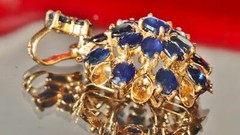 14k yellow gold pendant 4.00ct ceylon sapphire charm handmade 1920s antique 3.2g