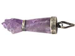Antique Carved Amethyst FIGA Pendant Prob. 800 Silver Victorian Good Luck