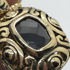 Vintage T * J Renaissance Revival Gold Tone Black Onyx Cubic Zirconia Pendant
