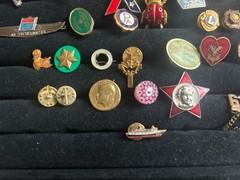Mixed Lot of 30+ Push Back Lapel Pins Mixed Pins Vintage Flag Mother Of Pearl