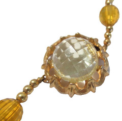 Yellow and Brown With Some Moonglow Vintage Beaded Necklace W Fancy Clasp