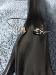 Vintage Sterling Silver Bangle Bracelet Cartoon Creature Laughing 9g 10” READ￼