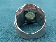 ISRAEL Made Sterling Silver S.8 Roman Glass Artisan Ring: 8 grams