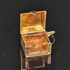 14K Gold Walter Lampl ARTICULATED SAFEBOX OPENS Charm Pendant 3D Treasurebox