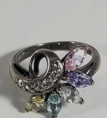 Sterling silver 925 rhinestone vintage ring women size 6 jewelry
