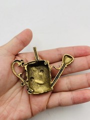 Vintage Adorable Gold Tone Floral Cottagecore Nature Garden Watering Can Pendant