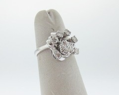 Vintage Estate 0.80ct Genuine Diamonds Solid 14k White Gold Ring FREE Sizing