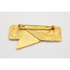 Vintage Hierograph Pin Brooch Brushed Gold Sacred Writing Reading 1980s BinAJ