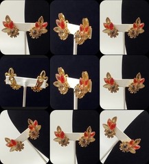 D&E Juliana Pink Givre Earrings Crystals Climber Gold Tone 1.75″