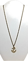VTG Fashion Jewelry Necklace Anchor Pendant Gold tone -18 in”