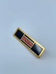 Vintage Revlon Pin Brooch Rectangle Black and Red Enamel Gold Tone
