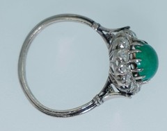 Antique Platinum Turquoise Diamond Halo Ring