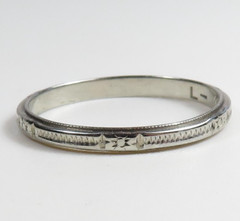 Antique Art Deco Mfg L 18KW Wedding Band Ring Size 7 UK-N1/2 width 2.13 MM 1920s