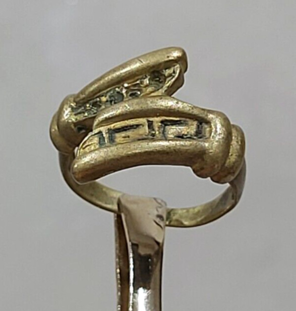 Vintage Moroccan Berber Brass Wrap Engraved Ring Tribal Amazigh Statement