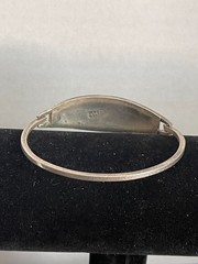 Vintage Bracelet Mexico Alpaca Silver Celestial Abalone Mother of Pearl Inlay
