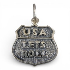Sterling Silver Lets Roll Charm for Bracelet USA Shield Brown County Silver