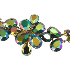 Vintage Designer Iridescent Peacock Blue Watermelon Stone Bracelet